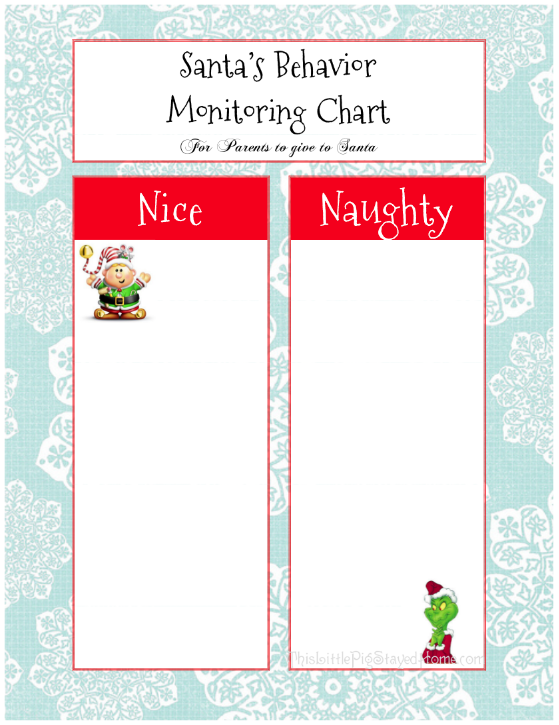 Elf On The Shelf Behavior Chart